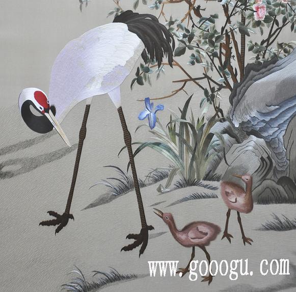 蘇繡精品《花蔭雙鶴圖》,中式裝飾壁畫,古典刺繡畫