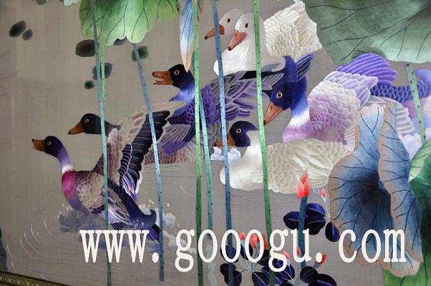 荷花題材刺繡屏風(fēng),蘇繡屏風(fēng),雙面繡屏風(fēng)