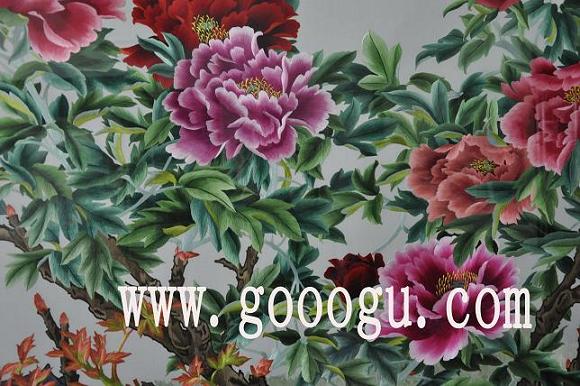 蘇繡屏風(fēng)，刺繡屏風(fēng)圖，榮華富貴刺繡畫