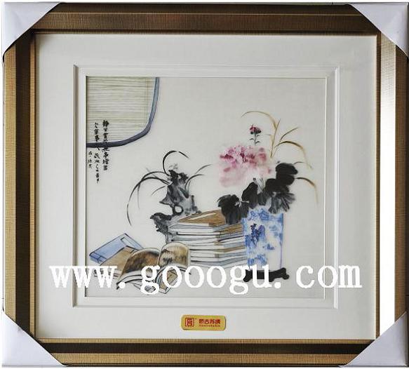 蘇繡靜物畫，手工刺繡線條靜物畫，高檔蘇繡畫