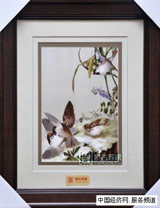郎世寧刺繡畫，蘇繡花鳥畫，手工刺繡花鳥畫