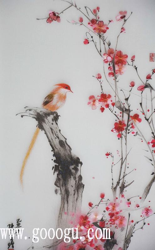 蘇繡精品，梅蘭竹菊，梅：刺繡細(xì)節(jié)