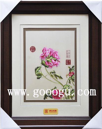 蘇繡精品，郎士寧仙萼長春圖牡丹畫，刺繡名畫