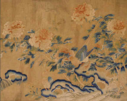 故宮繡品，刺繡收藏品，刺繡牡丹雉雞圖